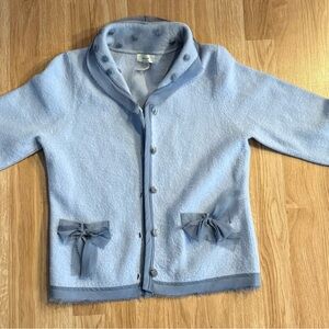 EUC Anthropologie Sleeping on Snow 100% Merino Wool Sweater/Cardigan - Blue - M